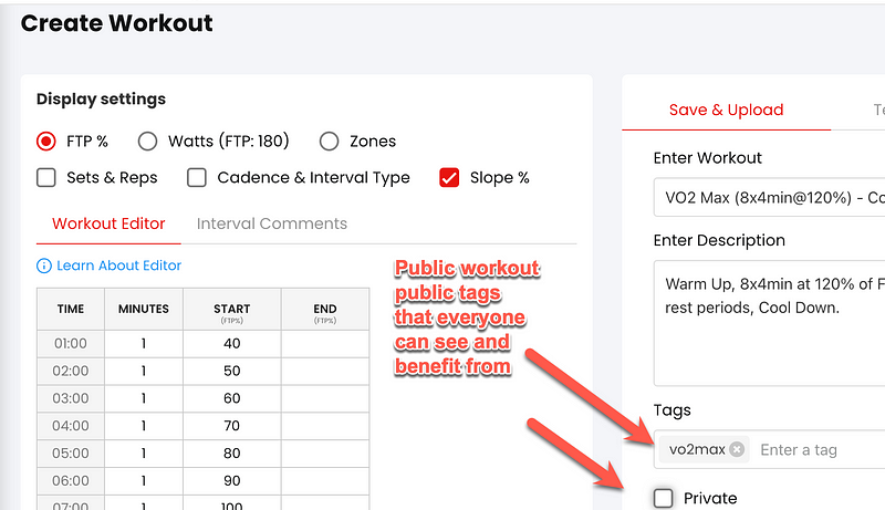 Tagging cycling workouts