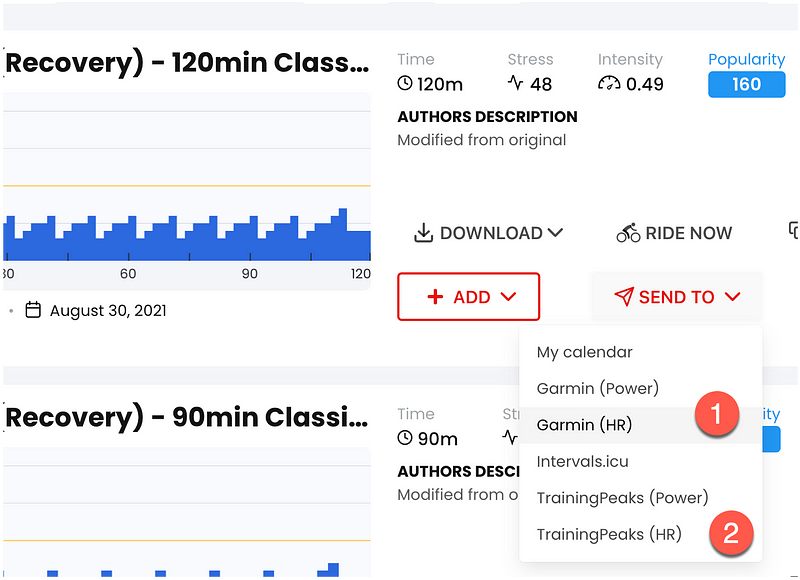 Send heart rate based workout to TrainingPeaks